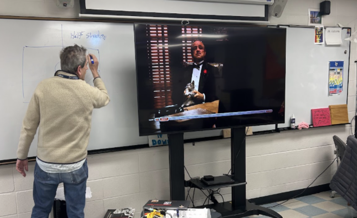 Mr. Lubliner drawing the camera angle out for his class